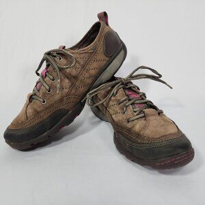MERRELL Women 9 Shoes Mimosa Lace Cocoa Brown Leather Suede Hiking Walking‎